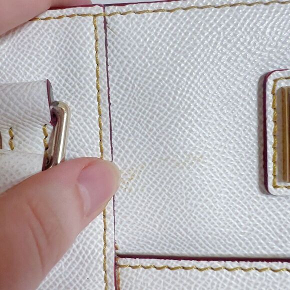 Dooney & Bourke Saffiano Pebble Grain Small Lexington White Leather Tote Bag - Picture 8 of 10